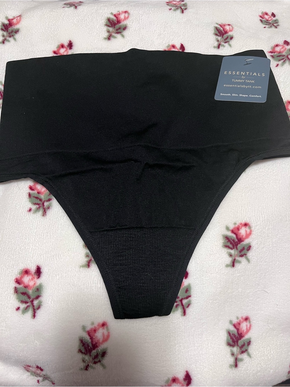 Essentials Black Seamless Nylon Thong
